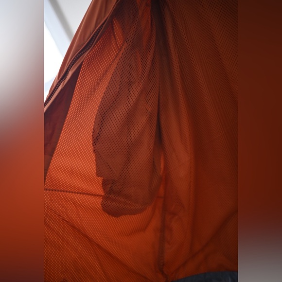 Cabela's Jacket Mens Medium Tall Vented Packable Hooded Rain Jacket Orange VTG - Picture 9 of 14